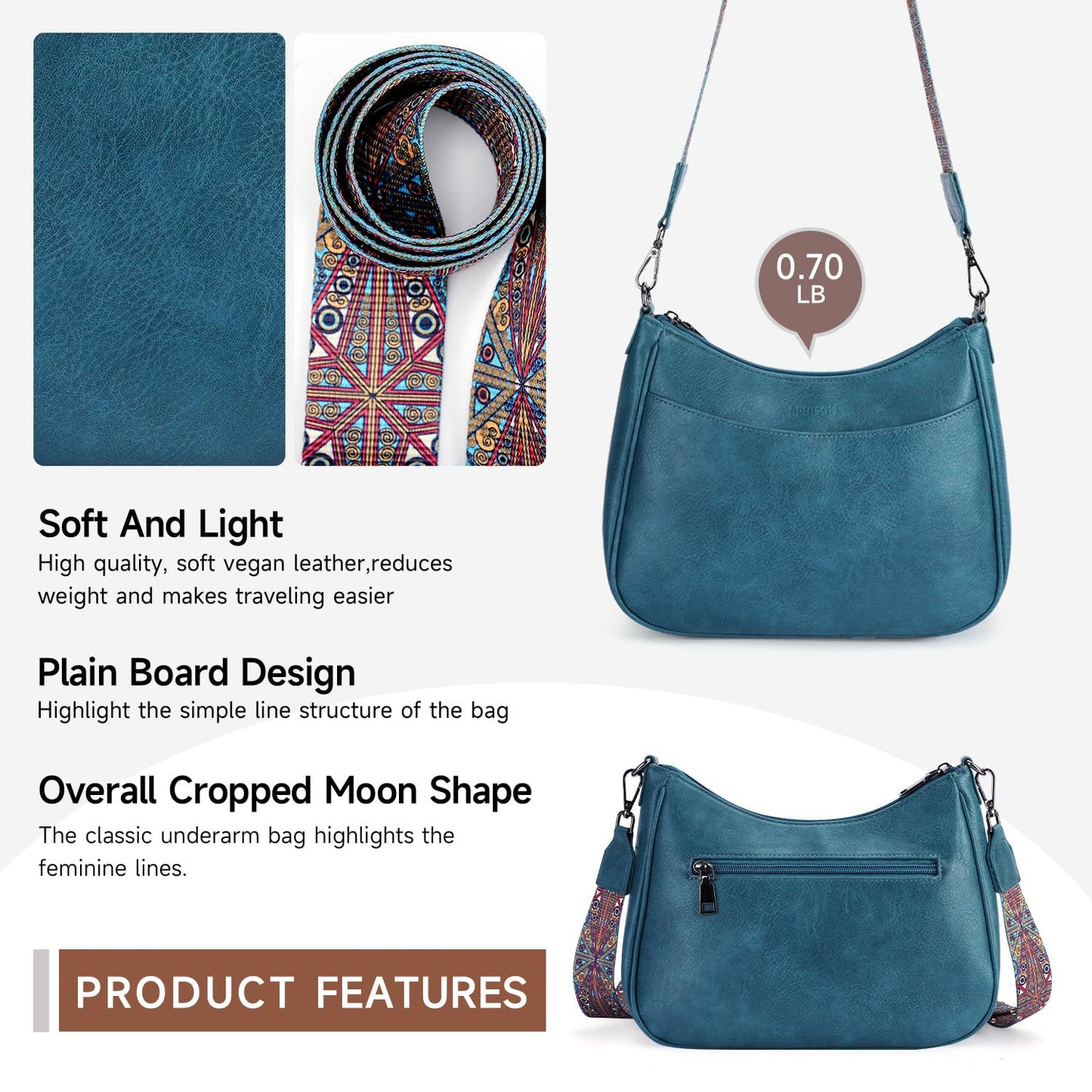 APHISON Crossbody Bags for Women Trendy, Leather Crossbody purse with Adjustable Strap, Women's Crossbody Shoulder Handbags