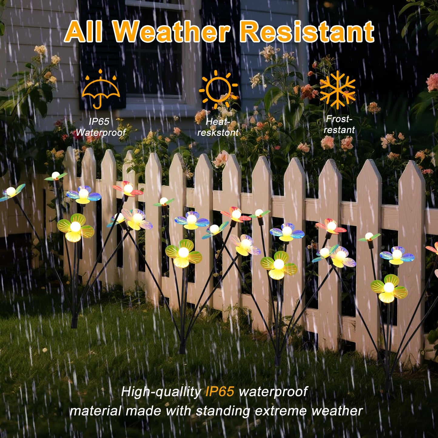 Aureate Horizon Solar Flower Lights Outdoor Waterproof 8 Pack of 32 LEDs Garden Solar Firefly Lights Decorative for Garden, Yard, Backyard