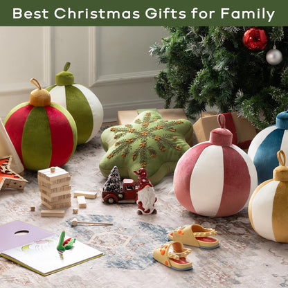 Ashler Merry Christmas Bell-Shaped Pillow, 11x11 Inch Velvet Hangable Decorative Holiday Pillow for Xmas Tree, Couch, Living Room, Bed, Yellow
