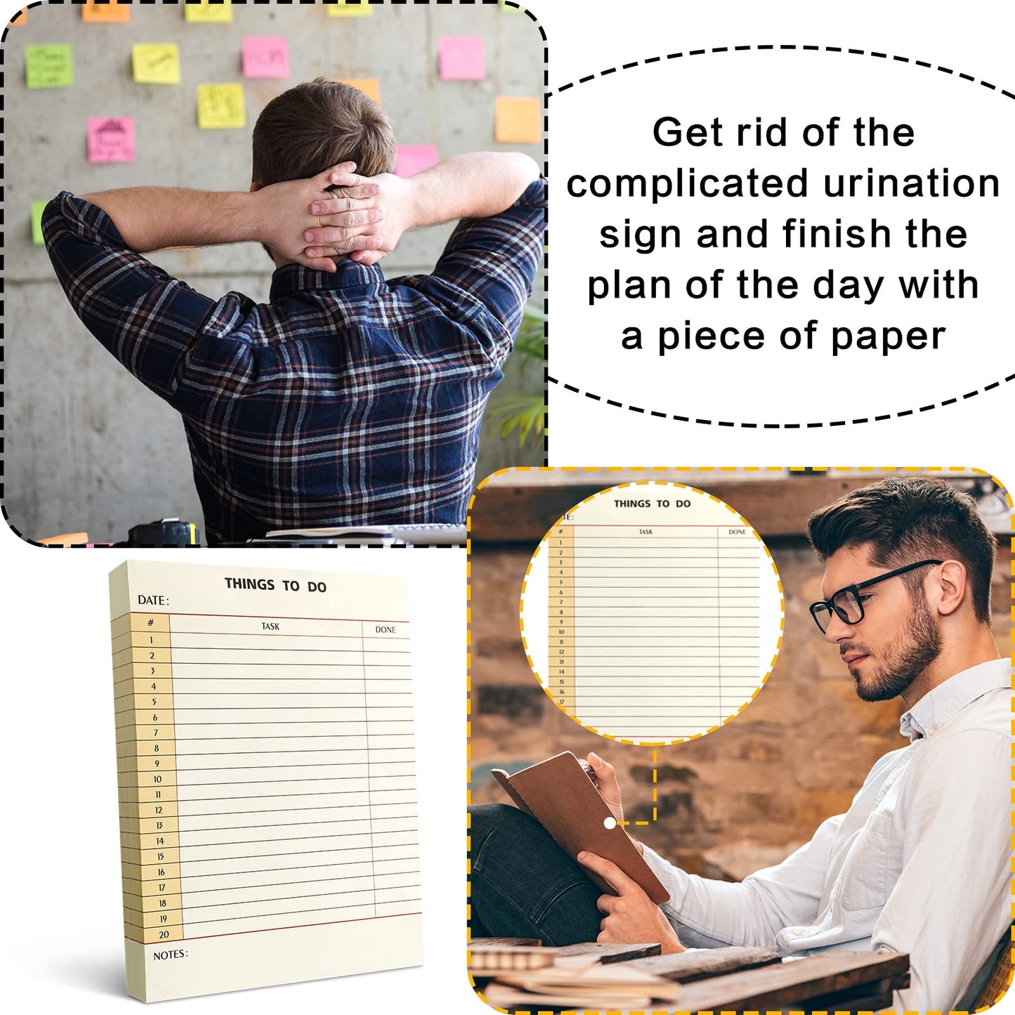 Spakon 300 Sheets Daily to Do List Notepad Notebook Library Card to Do Planner Checklist Memo Writing Pad Schedule Reminder Office Homework Planner for Task, 6" x 8(Retro,Beige)