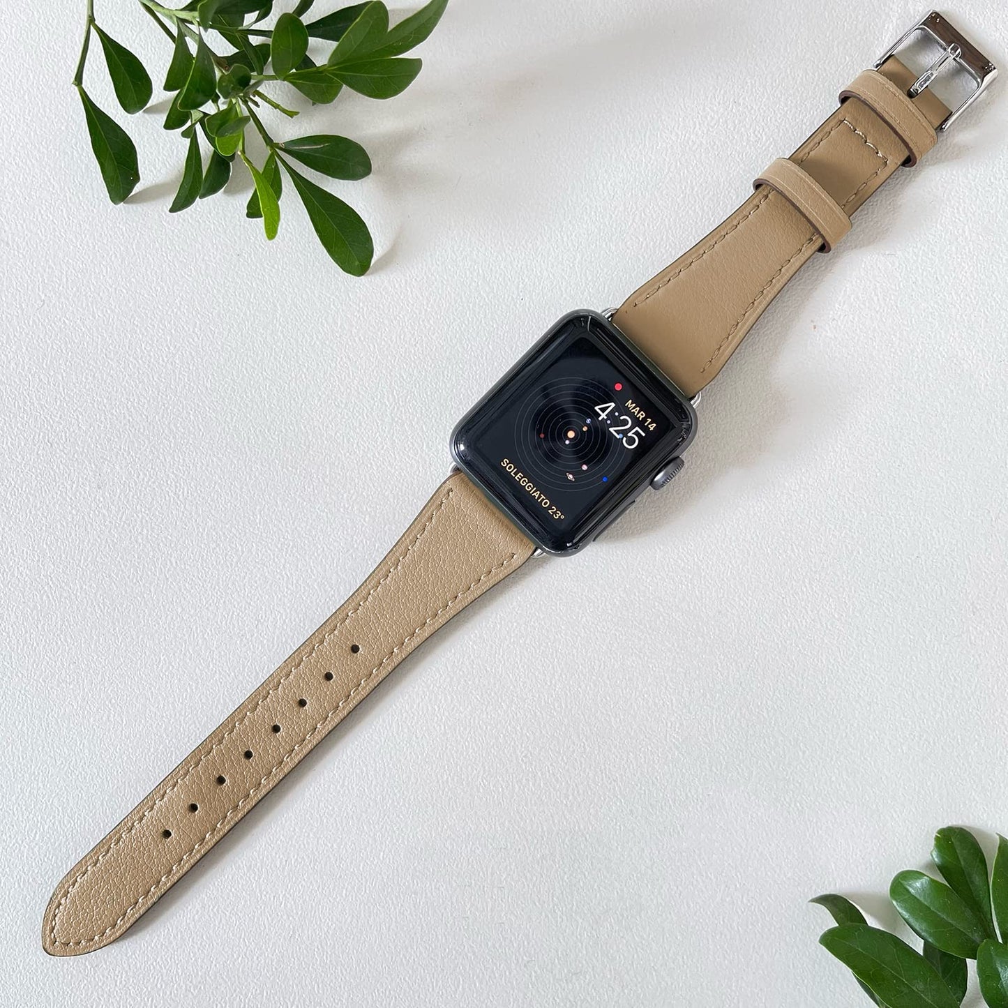 HANDODO Italian Genuine Leather Band Women for Apple Watch Series 11 10 9 8 7 6 5 4 3 2 1 SE SE2, SGS Certified Dressy Bracelet Cute Strap for iWatch 38mm 40mm 41mm 42mm, Camel