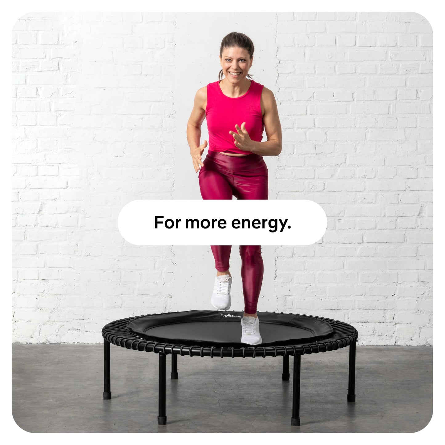 bellicon Mini Trampoline 44'' (Rainbow) | Bungee Suspension up to 330 lbs | Indoor Fitness Rebounder for Adults | Screw-in Legs