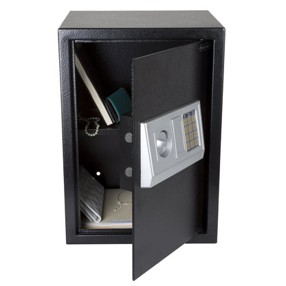 Digital Safe - Electronic Steel Safe with Keypad and Manual Override Keys - Protect Money, Jewelry, Passports - For Home, Business by Stalwart (Black)