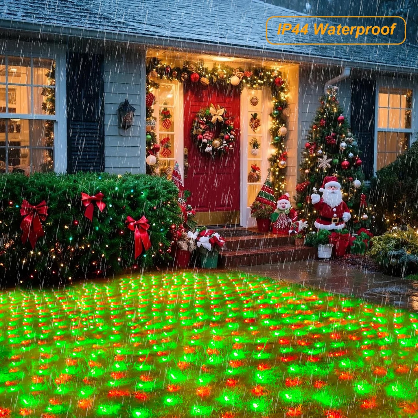 Christmas Net Lights Outdoor, 360 LED 21ft x 5ft Large Net Mesh String Lights 8 Modes, Twinkle Lights Connectable Plug in for Bushes Hedge Yard Garden Party Christmas Decor, Red and Green