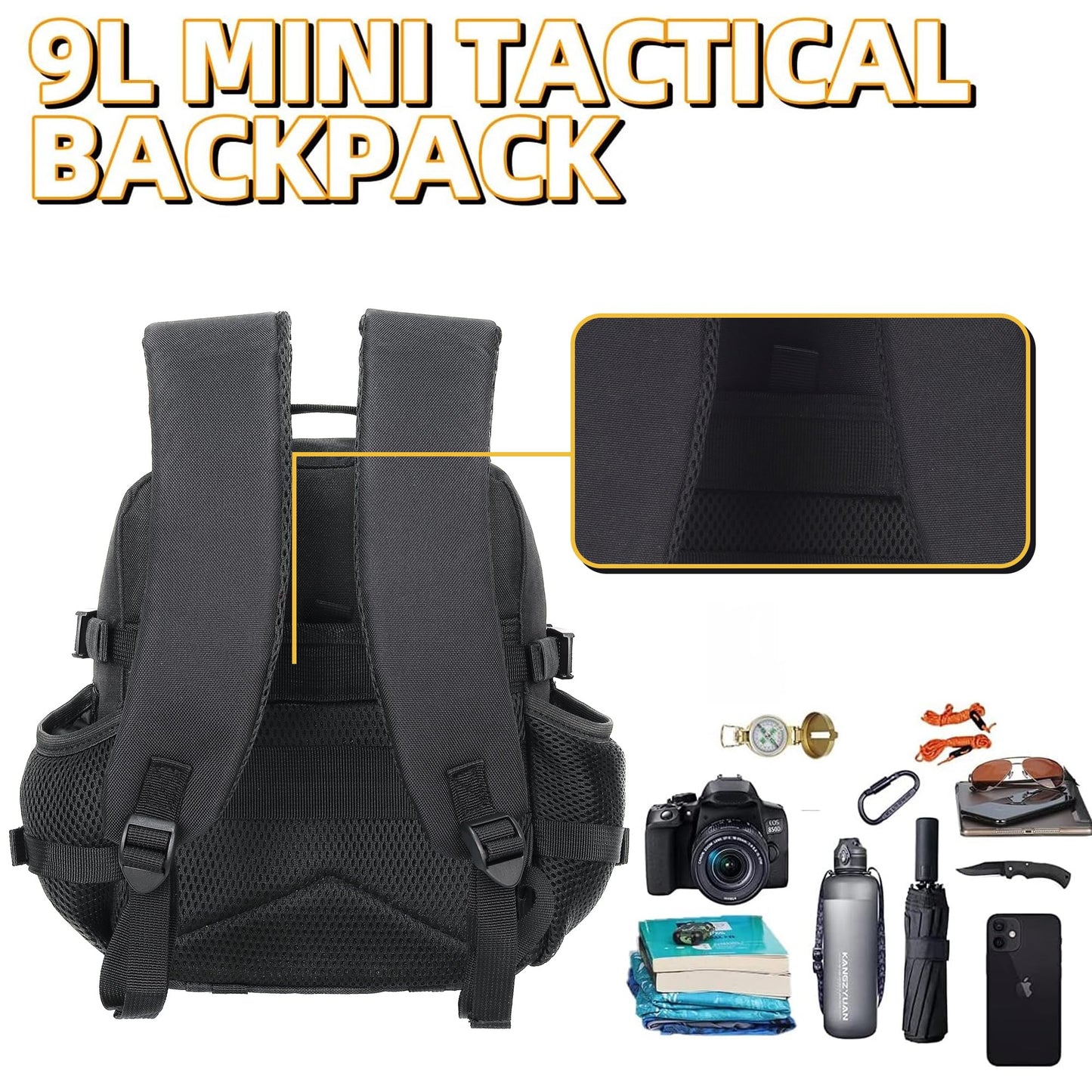 HongXingHai 9L Mini Tactical Backpack for Men and Women Tactical Backpack Small for Hiking Small Tactical Bag Fitness Pack