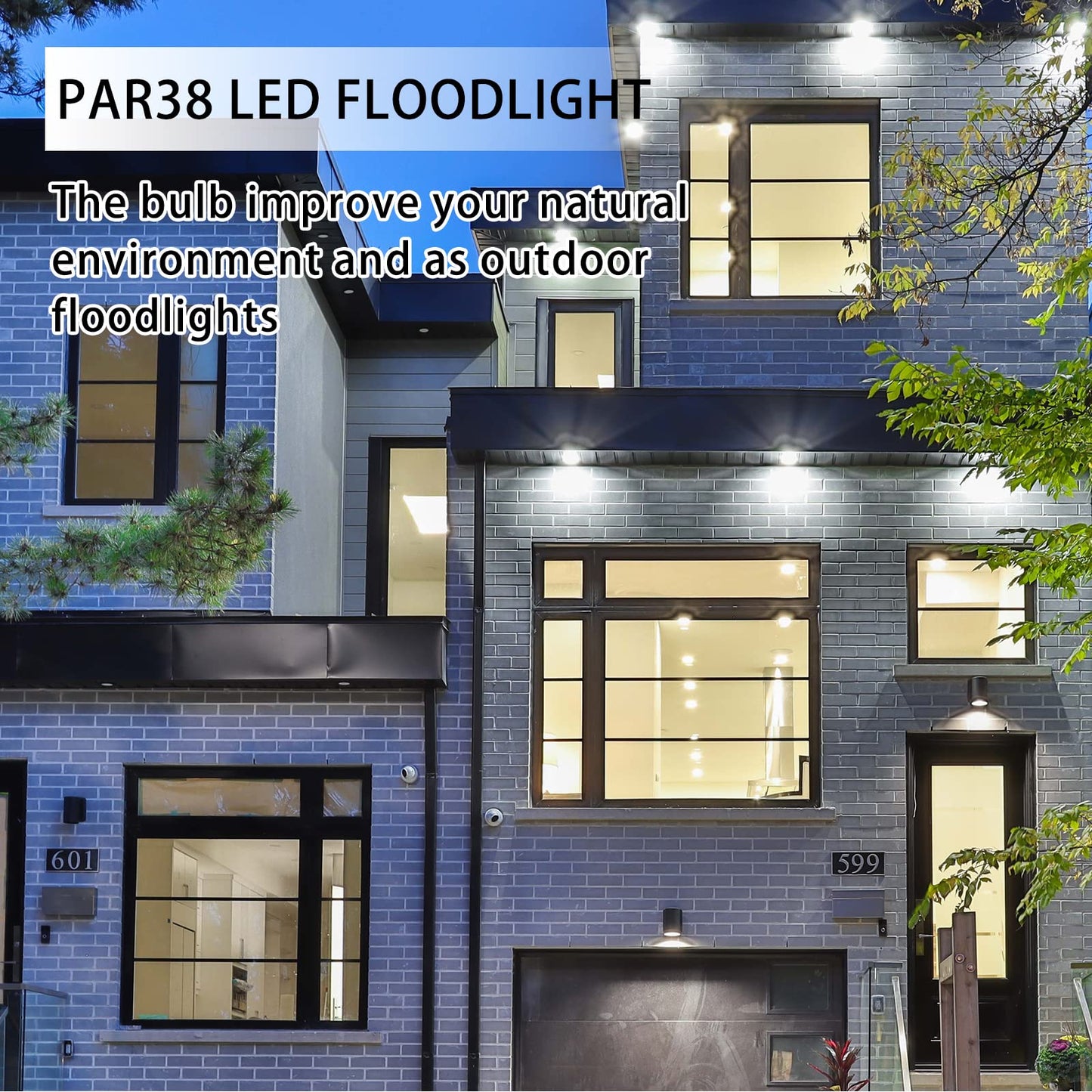 LOXYEE PAR38 LED Outdoor Flood Light Bulbs 4 Pack，Dimmable 20W(200W Equivalent) E26 Base Flood Light Bulbs,5000K Daylight 1800 Lumens LED Flood Light for Outdoor Garden,Garage,Yards