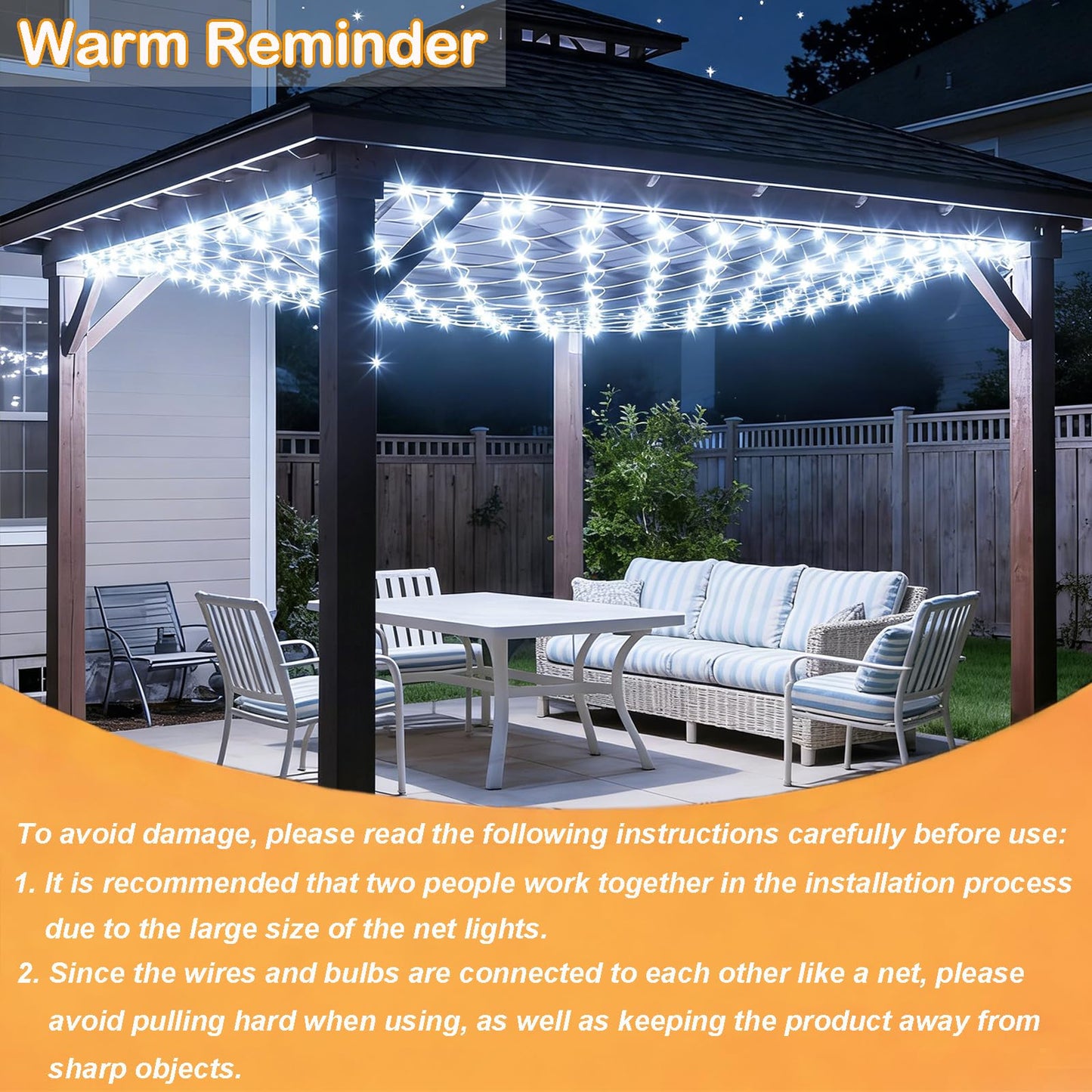 Lovelite 10ft x 10ft Net Lights, 280LED Gazebo Lights Outdoor 8 Modes Timer, Waterproof Connectable Christmas Light Clear Wire Large Size for Bushes Patio Pergolas Garden Holiday Party - Cool White