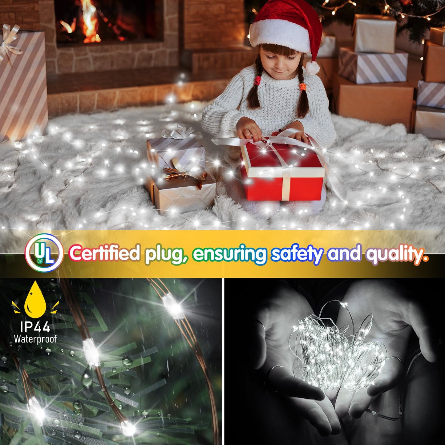 KNONEW 203FT Outdoor Christmas Fairy Lights Plug in,600 LED String Lights Outdoor Waterproof 8 Modes Memory Times for Wedding Bedroom Walls Garden Trees Decoration(Cool White)