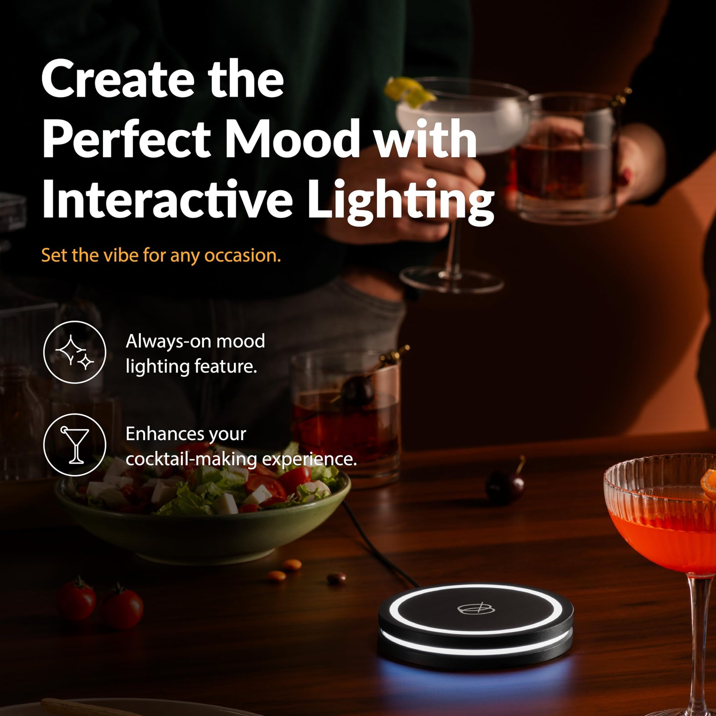 Barsys Smart Coaster 2.0 (Black) – Portable Cocktail Maker & Drink Mixer, App-Enabled Home Bartender Machine with 1000+ Recipes for Cocktails & Mocktails