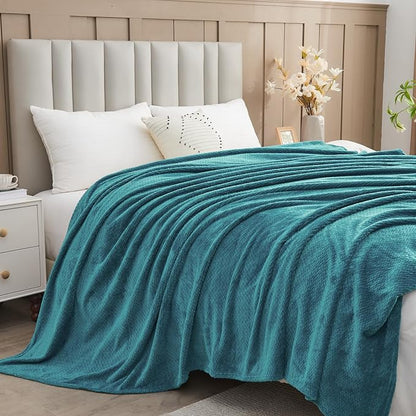 NEWCOSPLAY Super Soft Twin Blanket Dark Blue Premium Silky Flannel Fleece Leaves Pattern Lightweight Bed Blanket All Season Use (Dark Blue, Twin(60"x80"))