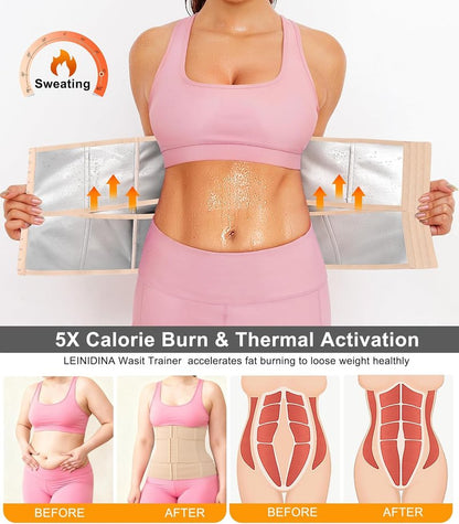 Waist Trainer for Women - Segmented Corset Shapewear & Sweat Trimmer | Adjustable Workout Belt
