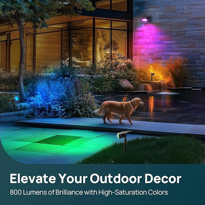Linkind RGB Solar Christmas Lights Outdoor Spotlights IP67 Waterproof 10 Lighting Modes Solar Color Changing Lights Outdoor for Yard Garden Landscape Christmas Decorations (Multicolor, 4 Pack)