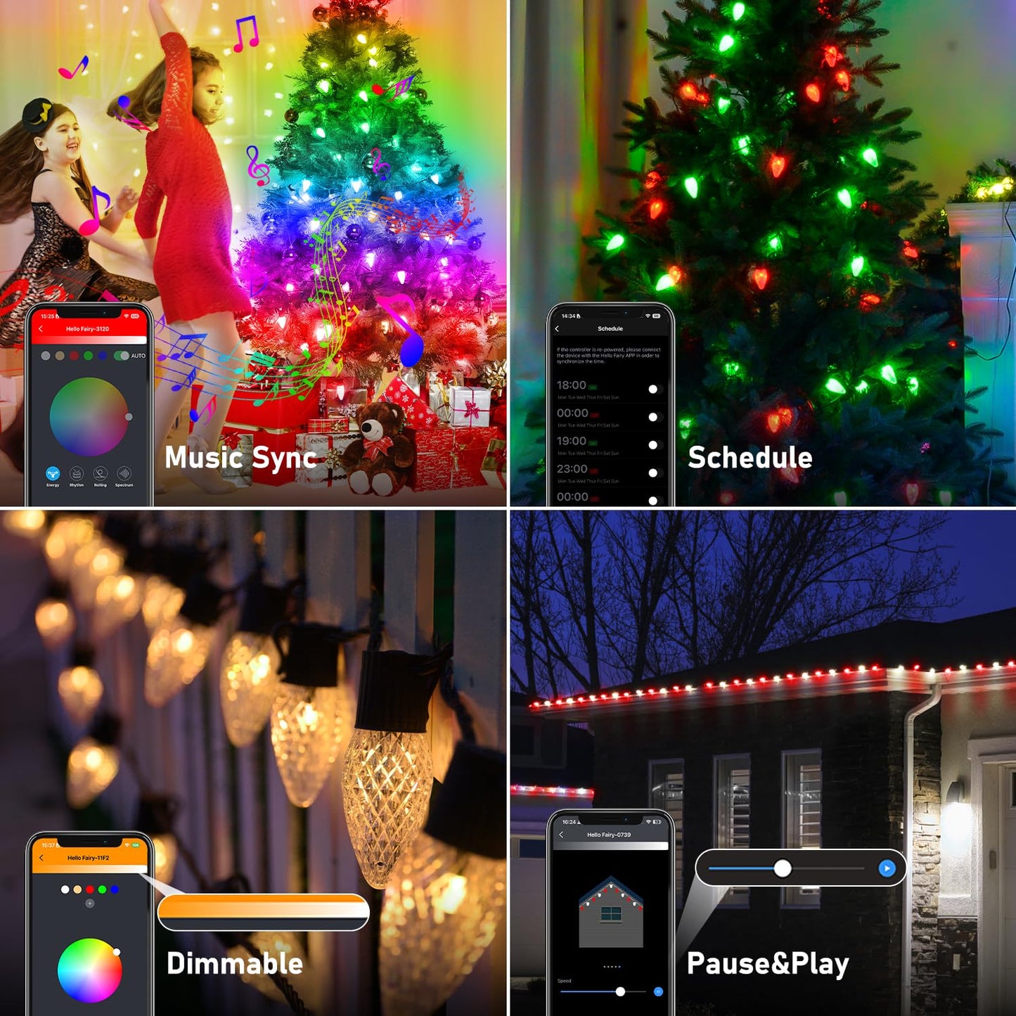Aoyccor Smart C9 LED Christmas Lights Outdoor, 118 FT 150 LED