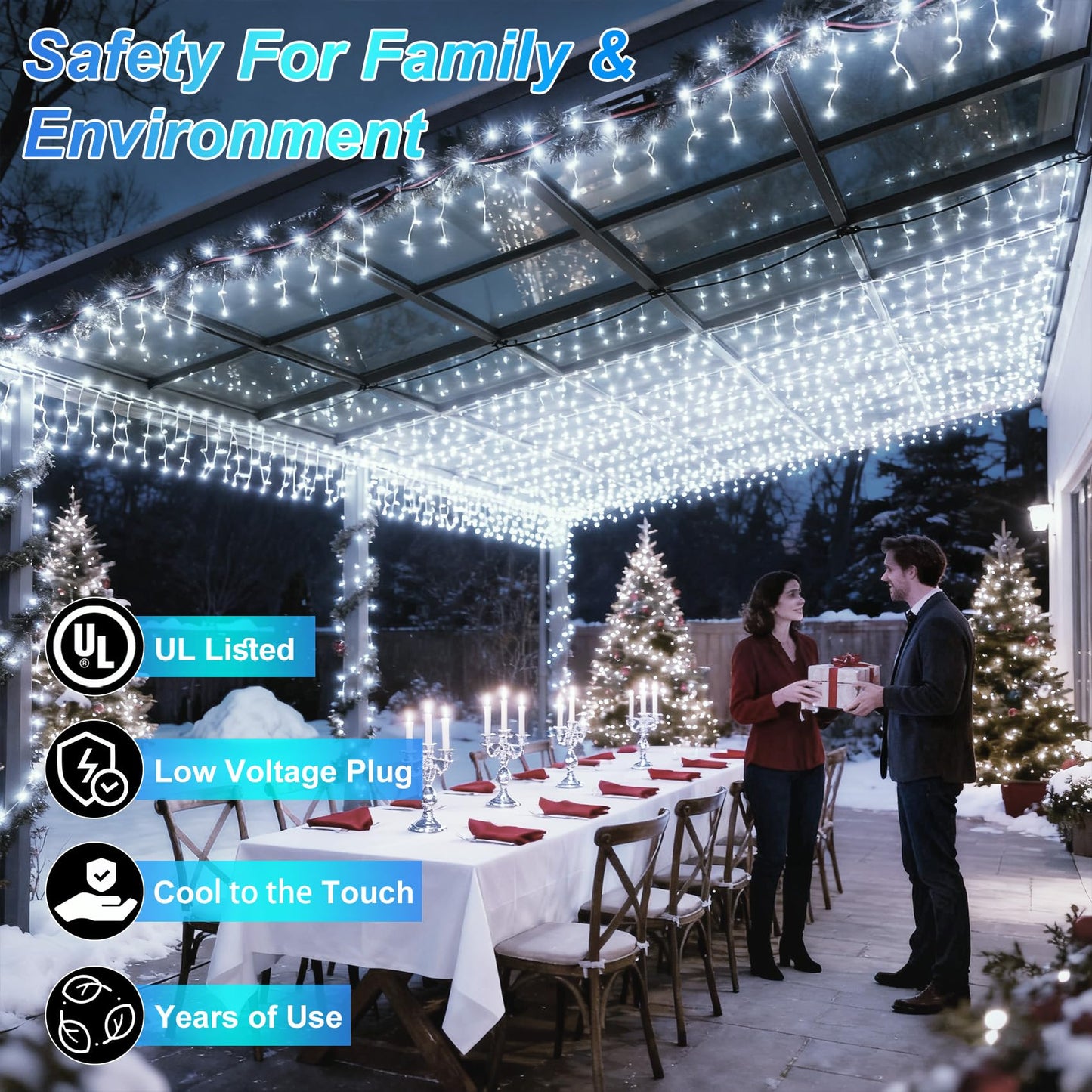 750 LED 240FT Christmas String Lights Outdoor, 12 Pro Modes and Timer Memory & Brightness, Plug in Outdoor Waterproof Clear Wire Twinkle Light for for Xmas Yard Tree Wedding Party Decor (Cool White)