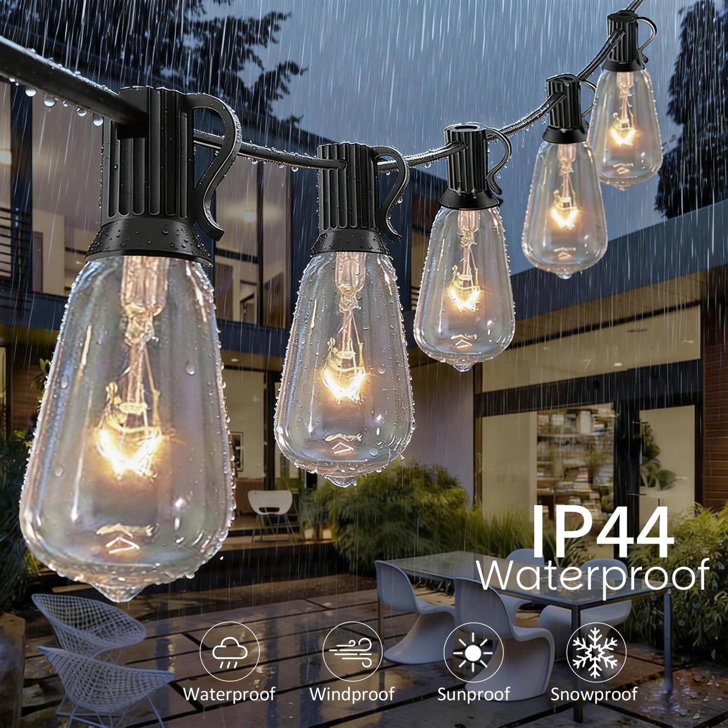 Jasneniebo 10-Pack Edison Replacement Light Bulbs, 120V 7W E17/ Intermediate Screw Base Light Bulbs, ST40 Clear Glass Light Bulbs for Outdoor Patio String Lights, Wedding Home Decor, Warm White