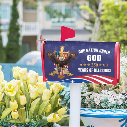 Ancordivo 4th of July Patriotic Mailbox Covers Magnetic Standard Size 21 x 18 Inch 250th Anniversary 1776-2026 One Nation Under God Mailbox Wraps Post Letter Box Cover for Garden Yard Decor