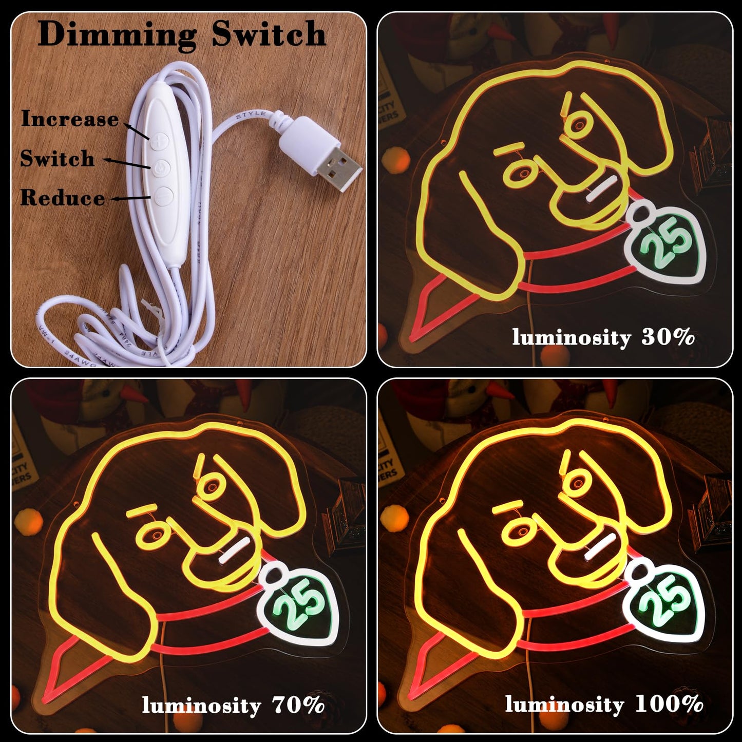 Dachshund Face LED Neon Signs Cute Doxie's Head for December 25th Christmas Day Xmas Party Decoration Dog Light Lamp Gifts for Kids Children Friends Family Animal Lovers