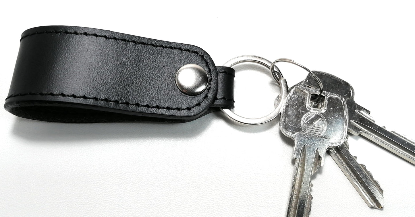 Key Chain Genuine Leather Car Keychain for Belt, Universal Key Fob Keychain Holder for Men and Women (Black key chain)
