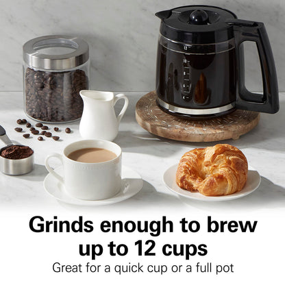 Hamilton Beach Fresh Grind Electric Coffee Grinder for Beans, Spices and More, Stainless Steel Blades, Removable Chamber, Makes up to 12 Cups, Black