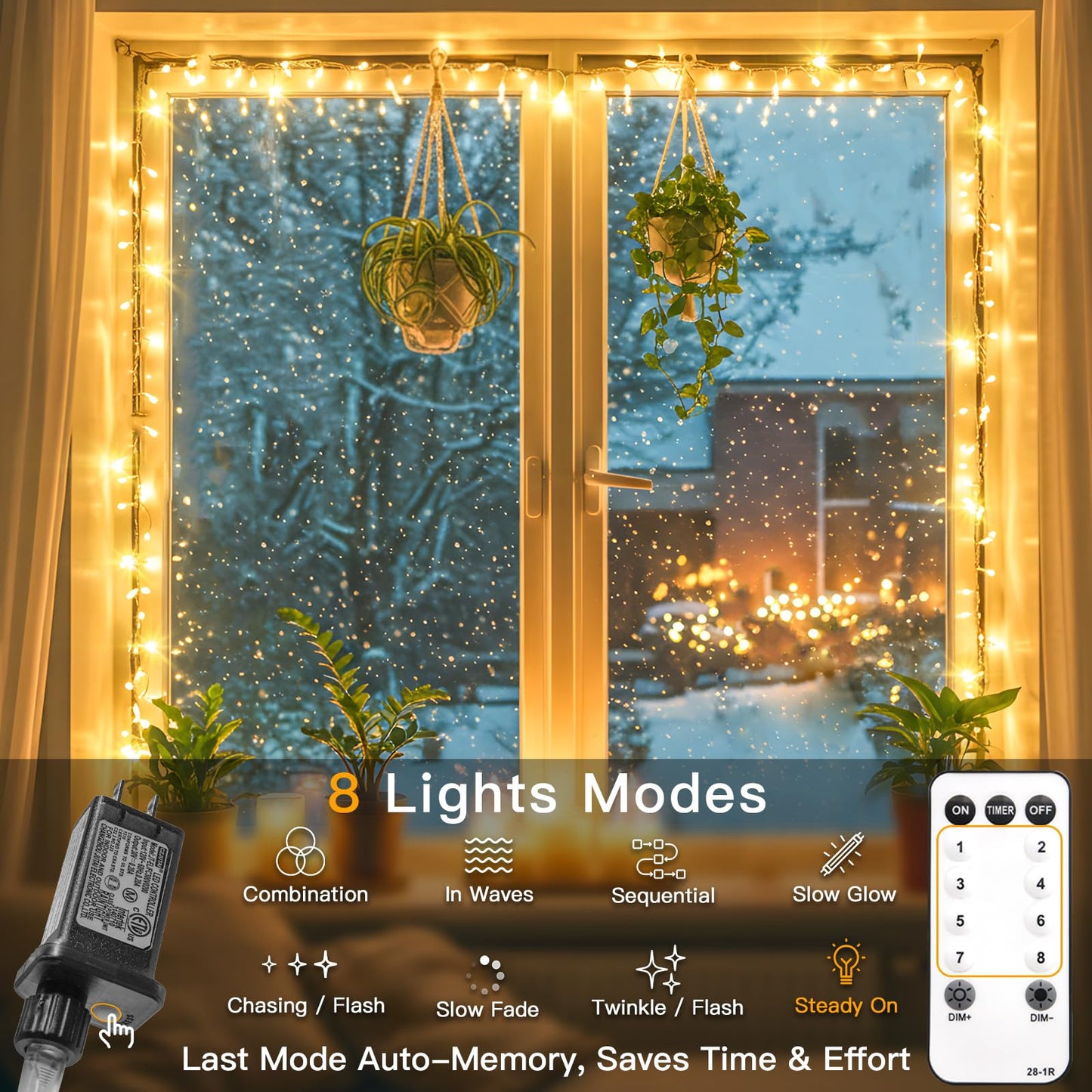 suddus 200 Led Connectable Christmas Lights Outdoor Waterproof, 66ft Fairy Lights Plug in with Remote, Warm White Christmas Tree Light Indoor for Bedroom, Dorm, Xmas Party, Porch, Patio, Garden Decor