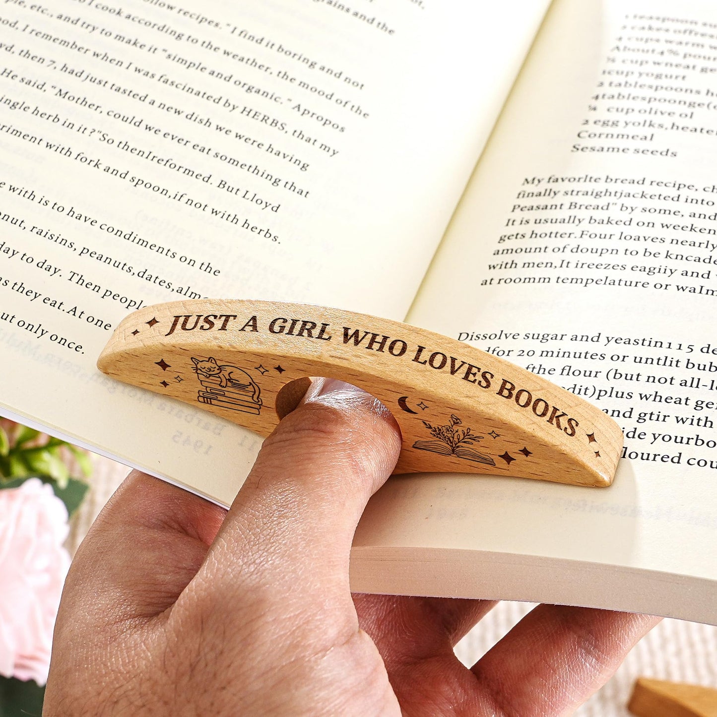 JUST A Girl WHO Loves Books-Personalized Book Page Holder,Christmas Birthday Graduation Gift for Girls Daughter Friend Book Lovers