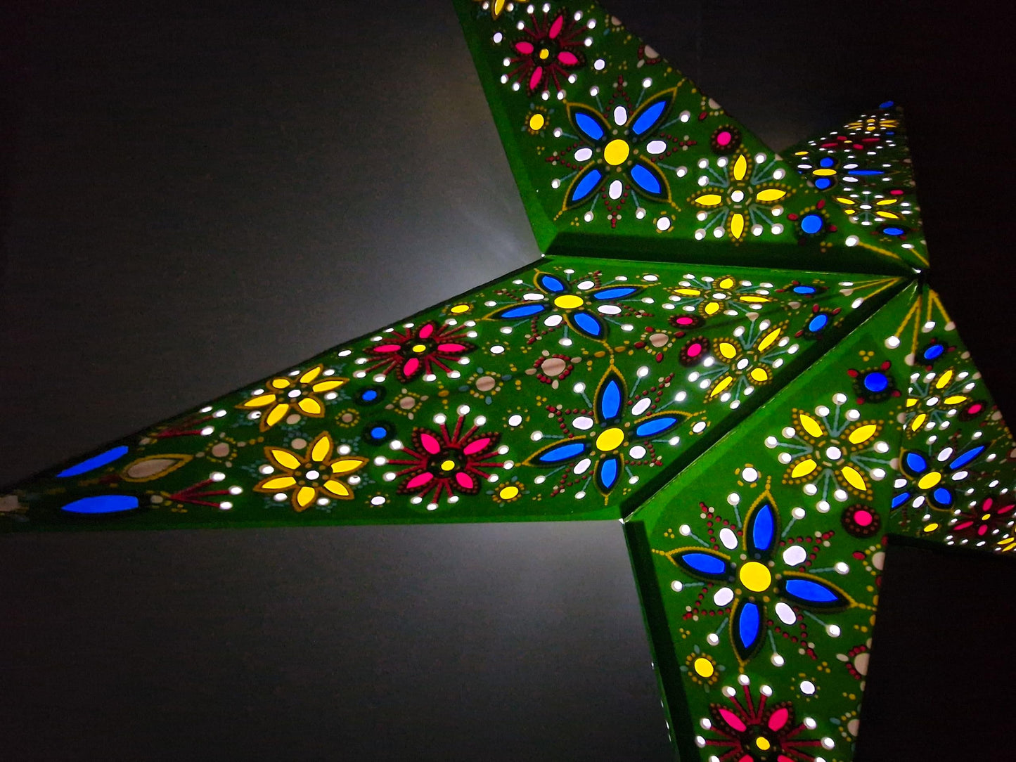 YEPSIO Lantern Lampshade Paper Star Light Shades Large 60cm Hanging Decorations for Christmas Wedding Home Decoration Birthday Party Foldable 5 Pointed Star (Green, Blue, Yellow)