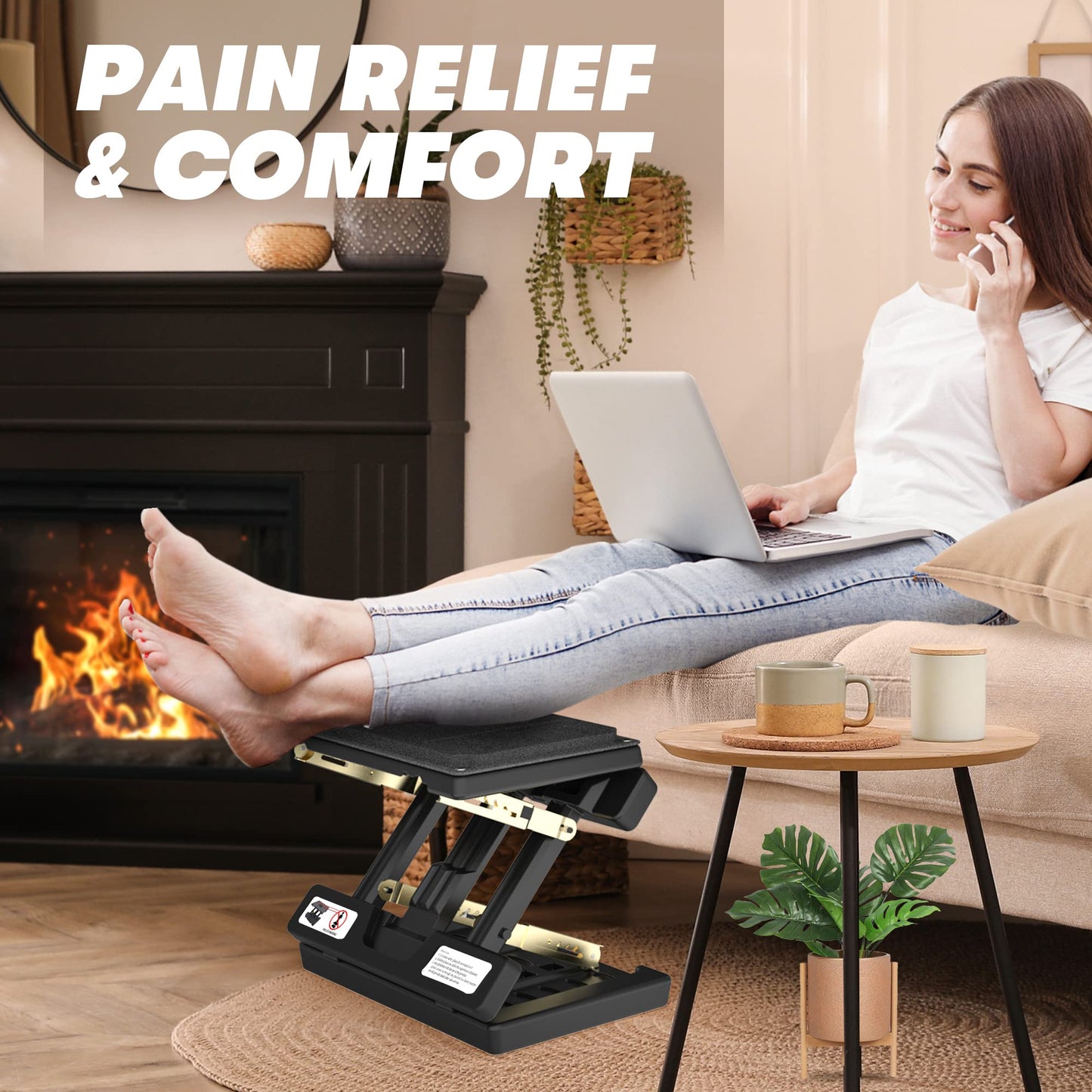 Vhelyom Foot Rest for Under Desk at Work,Height Adjustable footrest,with Massage Roller and Soft Pad,Foldable,Ergonomic,for Car,Office,Computer,Gaming,Adjustable Metal Frame,All-Season Use(Grey)