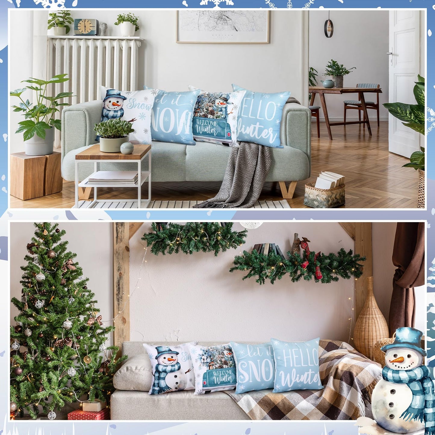 GlikCeil Set of 16 Winter Pillow Covers 18 x 18 Inch Seasonal Throw Pillow Covers Christmas Holiday Pillowcases Decorative Cushion Pillowcases for Farmhouse Home Couch Sofa Decor