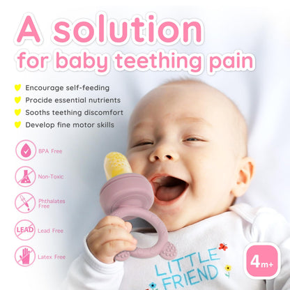 LittlesJoy Silicone Baby Fruit Feeder & Freezer Tray Set, Baby Breast Milk Popsicle Mold for purees, Baby Teething Relief for Toddler BPA Free for 3 Month+, Additional Silicone Pouches (Dusty Lilac)