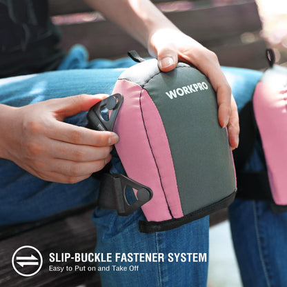 WORKPRO Garden Knee Pads For Unisex-Adult, Flooring Kneepads with Foam Padding, Comfortable Kneeling Cushion for Gardening, House Cleaning, Construction Work, 7.87"*6.75"*3", Pink Ribbon