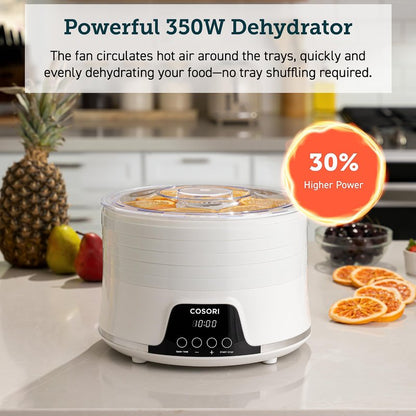 Cosori Food Dehydrator Machine for Jerky, 5 BPA-Free Trays with 165°F Temperature Control and 48H Timer, 350W Dryer for Fruit, Herbs, Meat, Veggies and Dog Treats, 50-Recipes Book Included