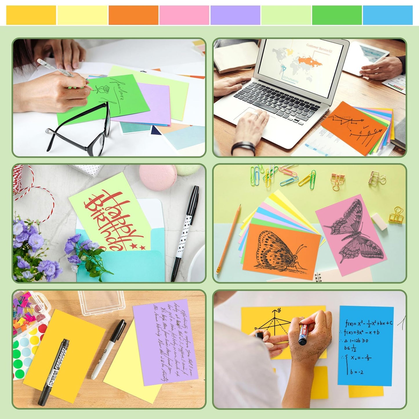 Tecmisse 320 PCS Index Cards 4 x 6, Blank Colorful Index Card Thick Flash Card for Studying, Note Cards, Flashcards Coored, Office School Supplies
