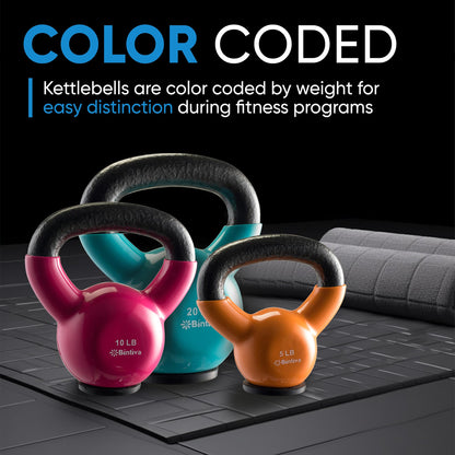 Kettlebell Sets Professional Grade - Strength Training Kettlebells for Home Workout - Cast Iron Kettle Bell Weight Sets for Men & Women with Special Protective Bottom