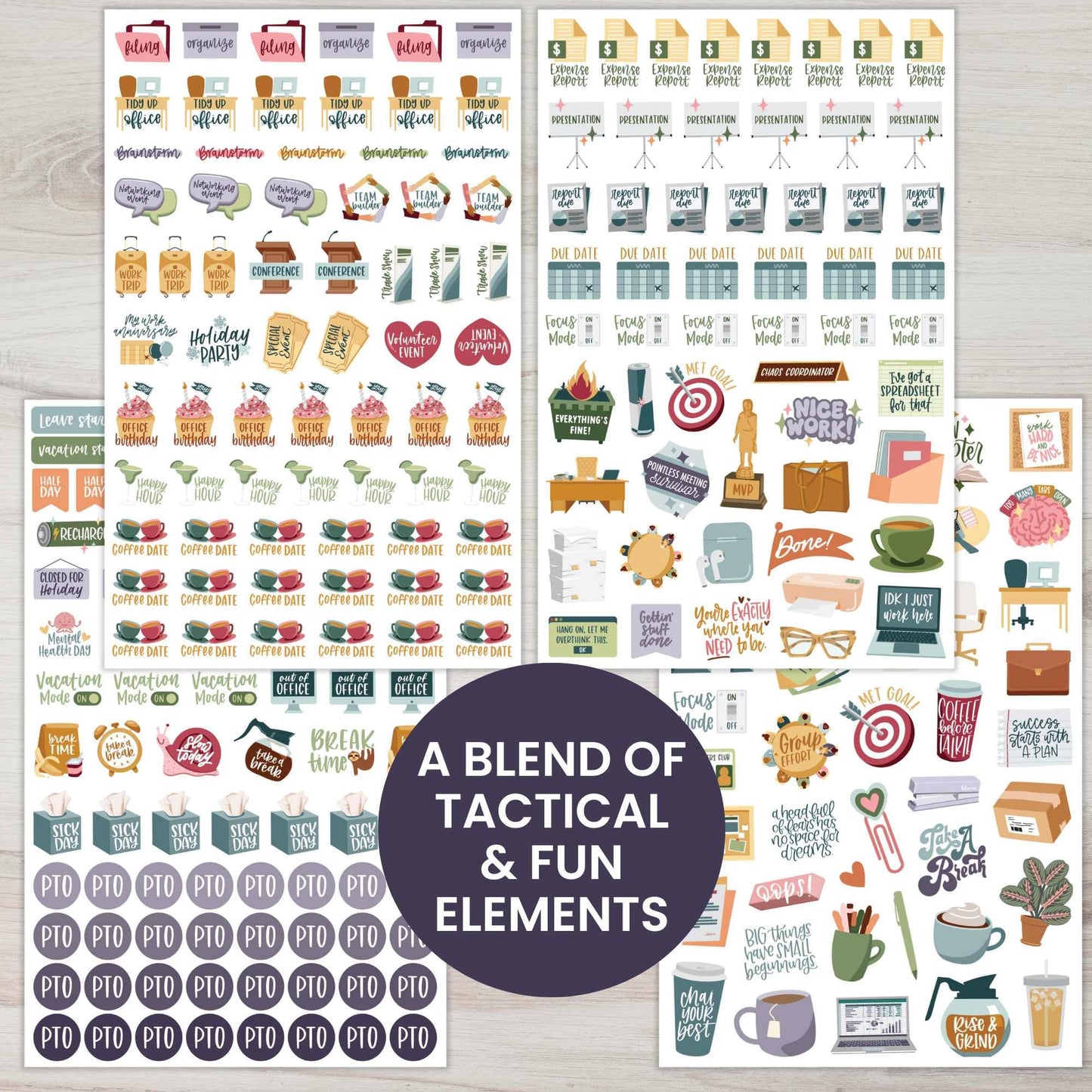 bloom daily planners Workday Essentials Planner Stickers - Productivity Variety Pack for Business Professionals - 8 Sheets / 802 Stickers - Meetings, Deadlines, Payday Icons for Work & Office