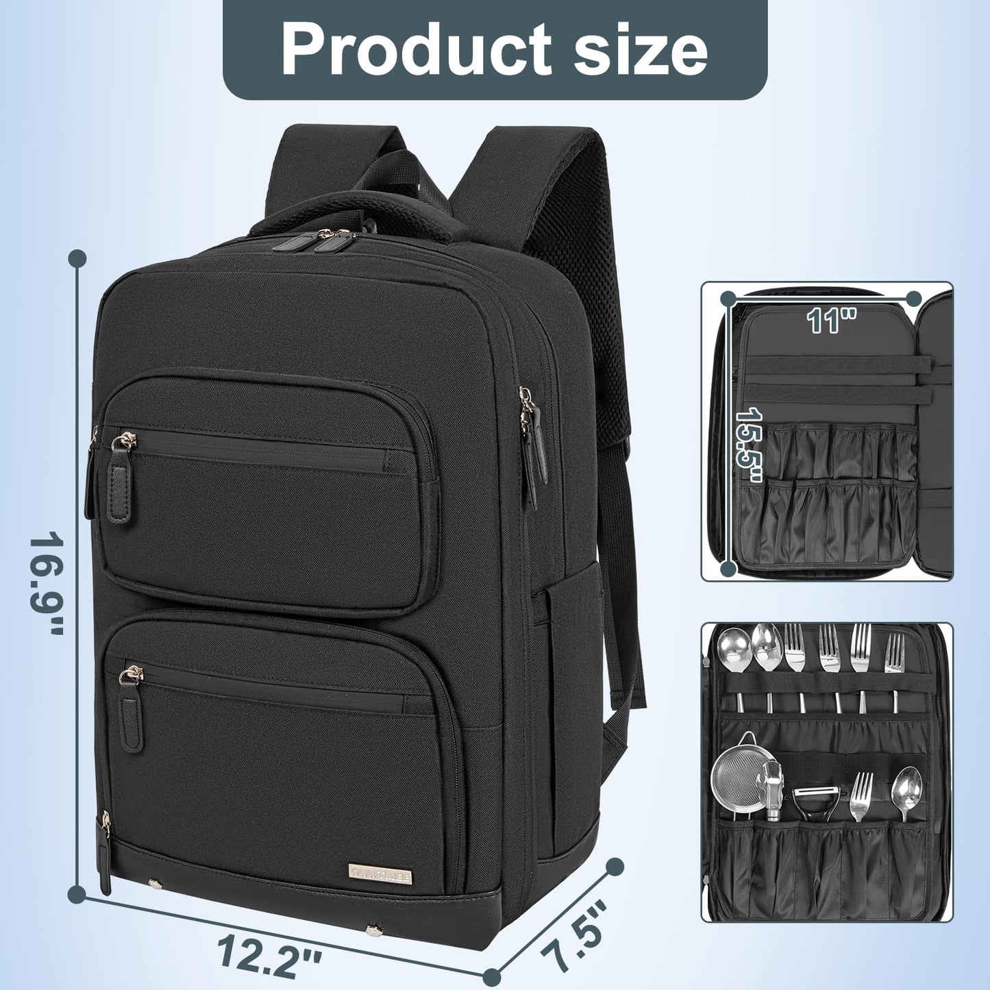 OUUTMEE Large Chef Knife Backpack, Knife Carrier Chef Utensil Case with Multiple Pockets and Slots, Knife Bags for Chefs Professional