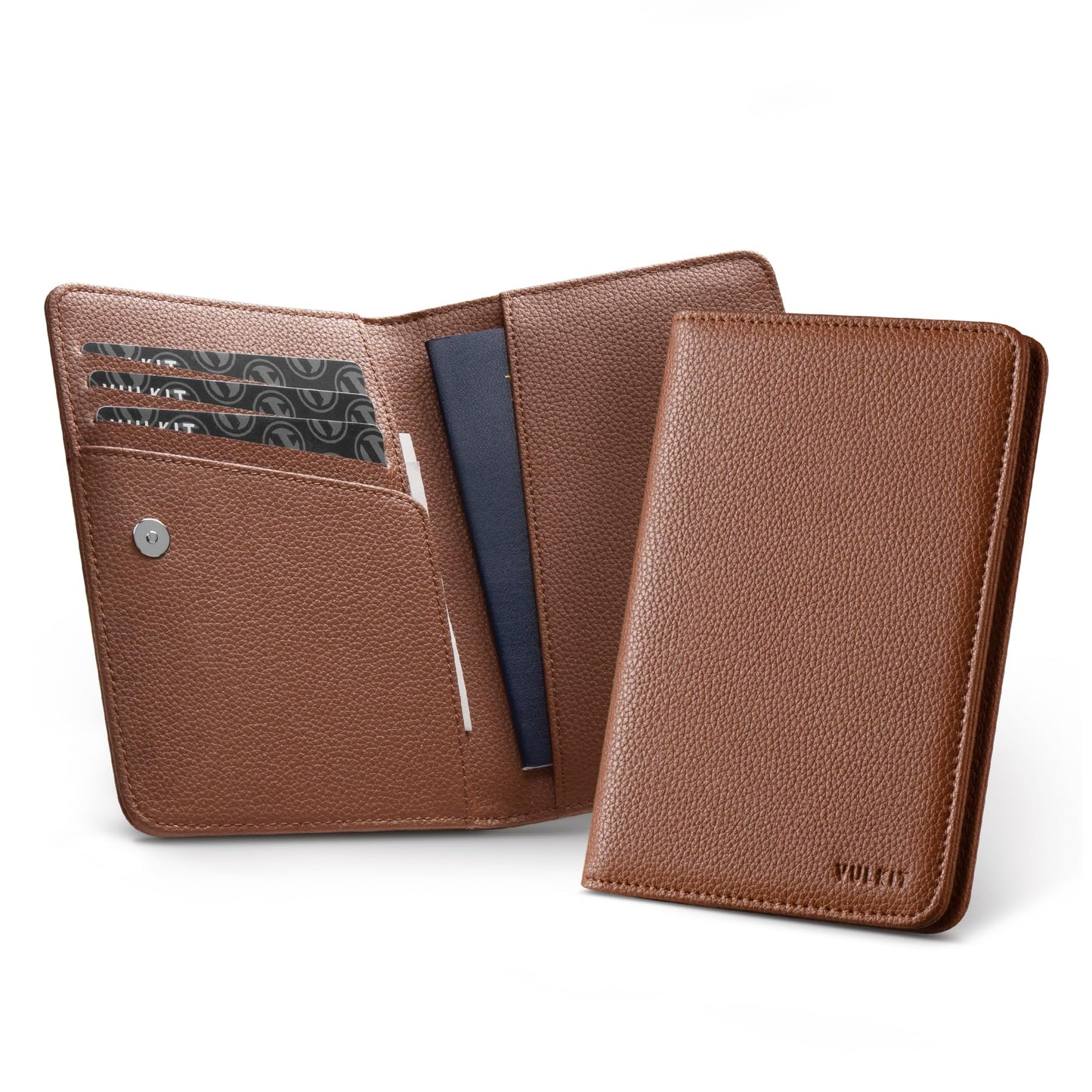 VULKIT Passport Holder Magnetic Closure RFID Blocking Travel Wallet Passport Book Cover Boarding Pass Holder Travel Essentials