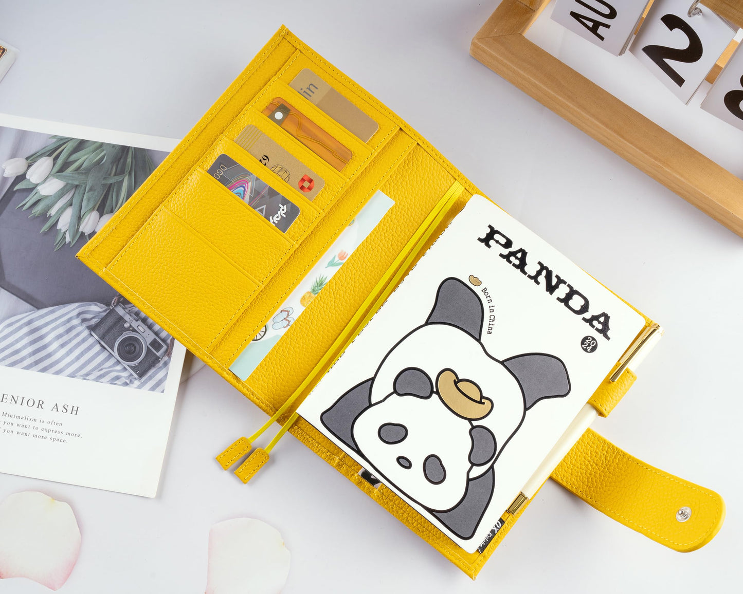 2026 New Genuine Leather A6 Notebook Cover Fits Hobonichi Cousin, Stalogy, LEUCHTTURM1917 and Midori MD Planners, with Pen Loop, Card Slots, Bookmarks and Back Pocket