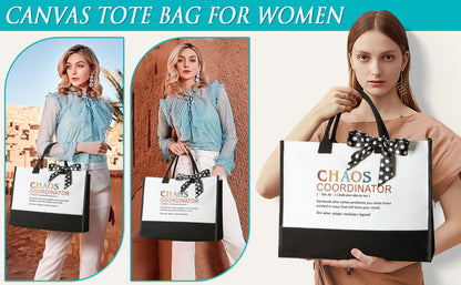 Thank You Gifts for Women, Administrative Professional Day Gifts, Chaos Coordinator Gift for Coworker Manager Boss Day Lady Nurse Employee Teacher Appreciation Birthday Easter Gift w/ Canvas Tote Bag