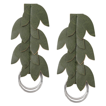 FURPHI Renaissance Skirt Hikes Faux Leather Leaf Medieval Ren Faire Cosplay Dress Waistband Accessories 2PCS Green