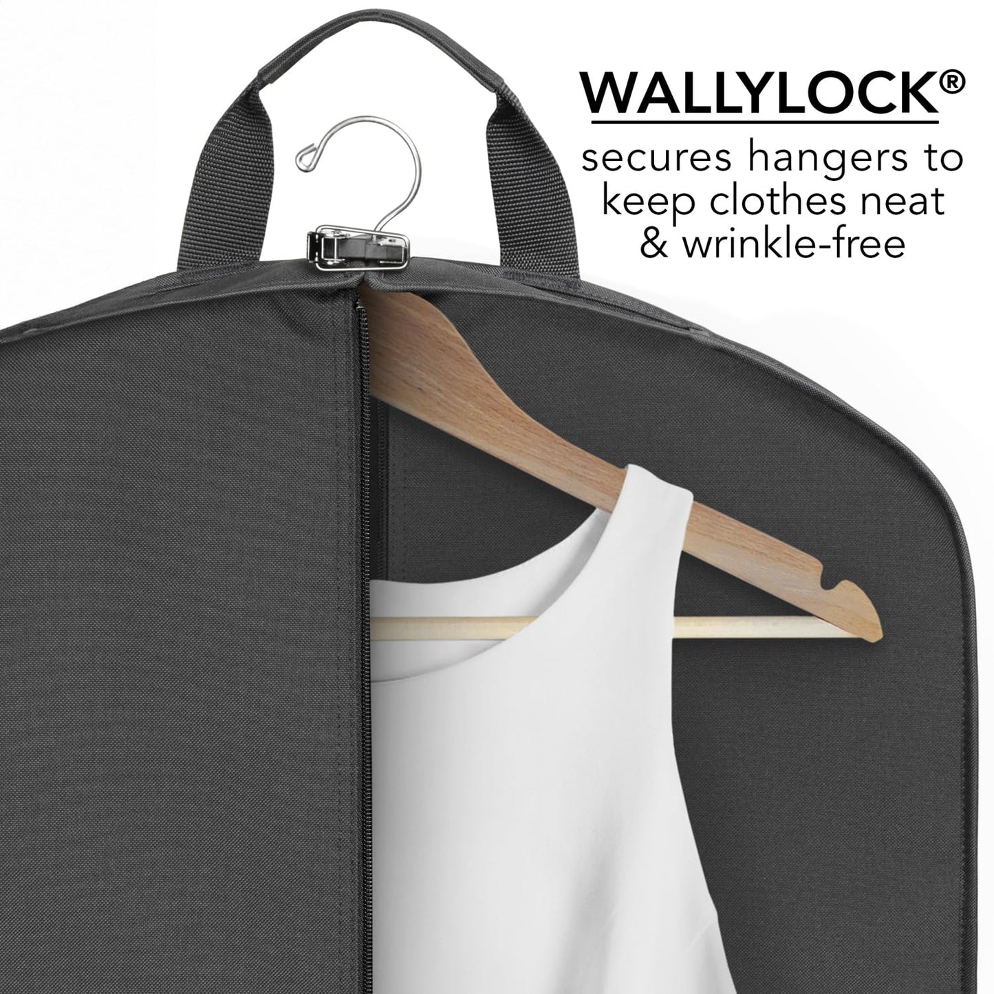 WallyBags® 52” Deluxe Travel Carry-On Garment Bag with Two Pockets, Perfect for Dresses, Suits, Men and Women, Black