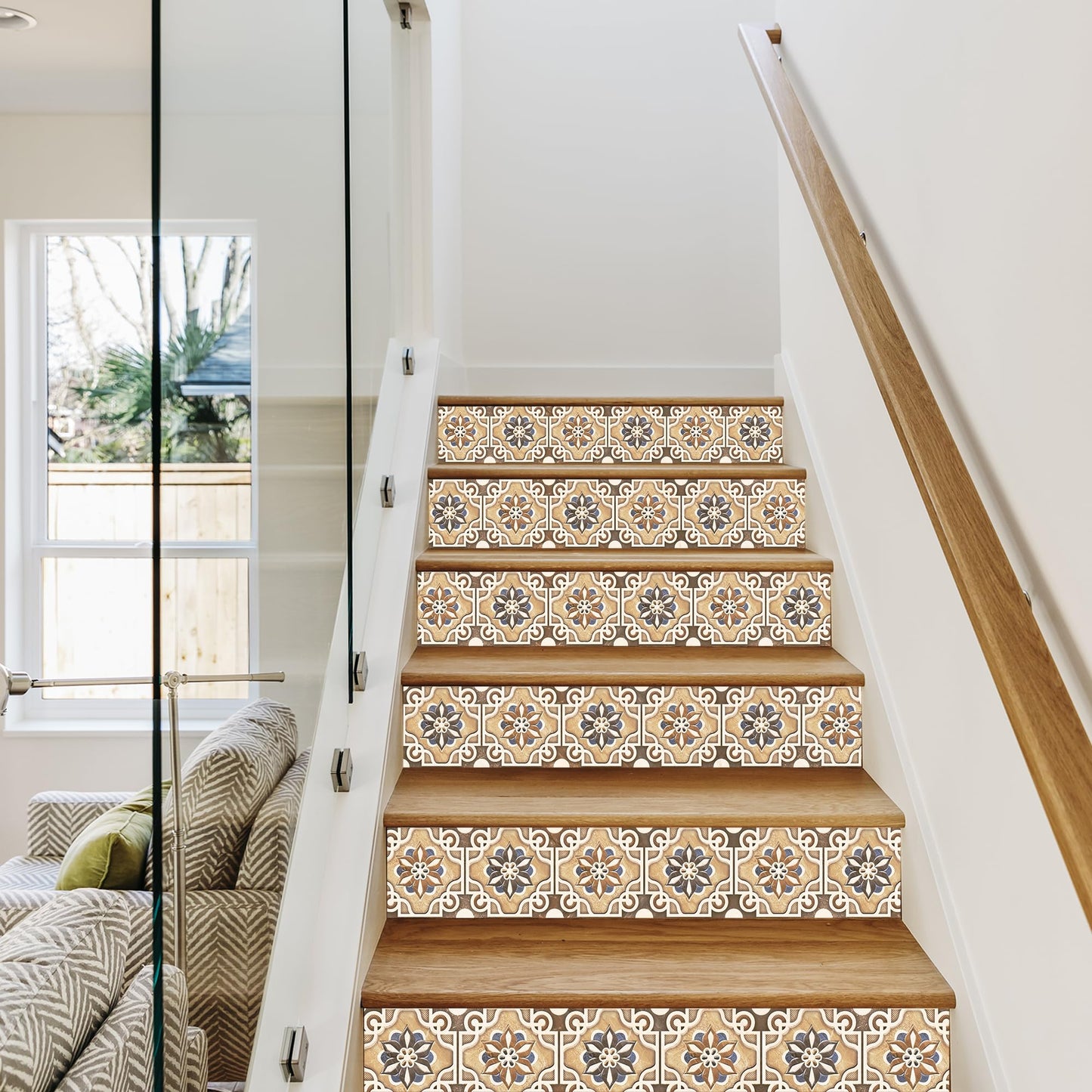 AMAZING WALL Talavera Spanish Bohemian Tiles Style Stairs Self Adhesive Decoration Wall Sticker Set