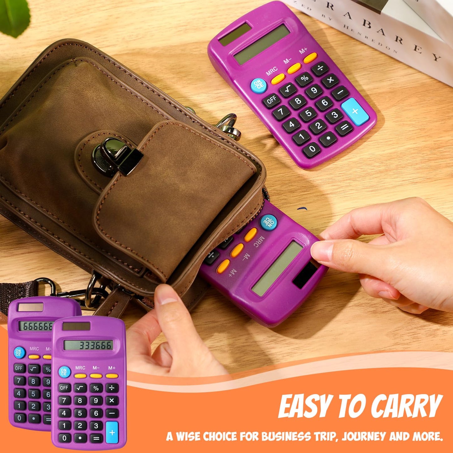 Copkim 24 Pack Student Mini Calculator for Classroom, 8-Digit Display Dual Powered Handheld Math Tools for Teachers, School Supplies and Classroom Rewards, Compact Design(Purple)