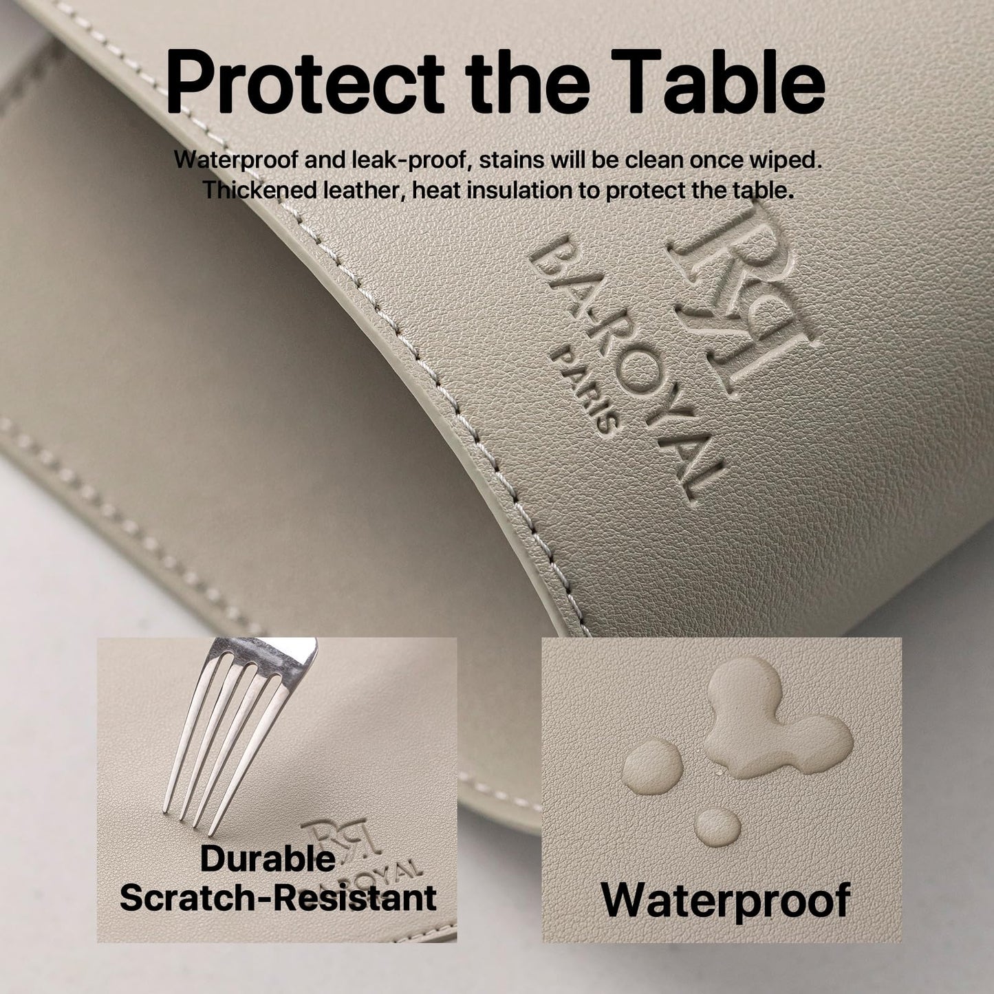 Baroyal Faux Leather Placemats Set of 6 Vinyl Washable Wipeable Table Mats for Kitchen Dining Table Heat Resistant Waterproof Indoor/Outdoor Placemats Non-Slip Easy Clean Place Mats-Almond Birch