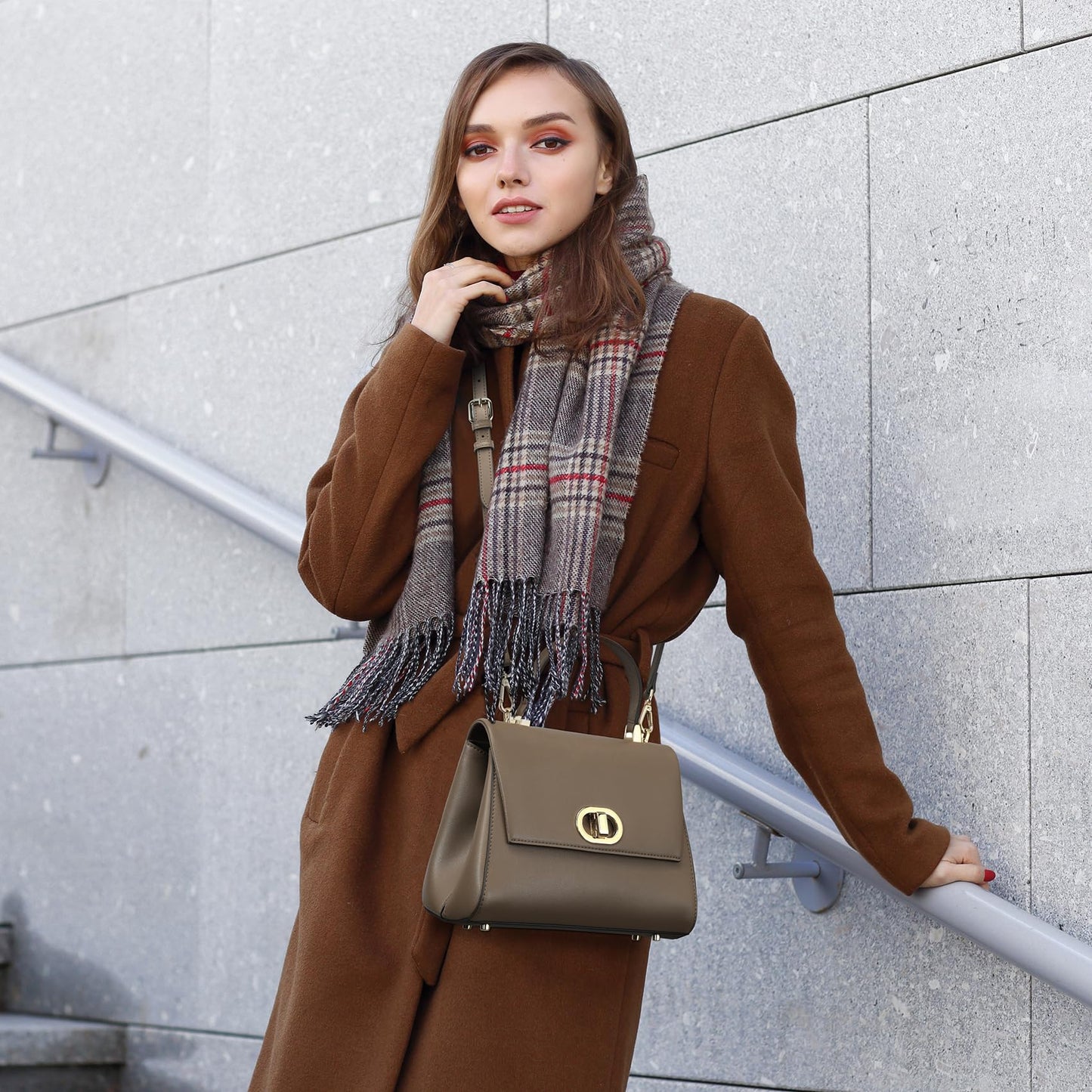 Top Handle Bag Leather Satchel Bags for Women Luxury Designer Business Crossbody Work Purse with Multiple Internal Pockets