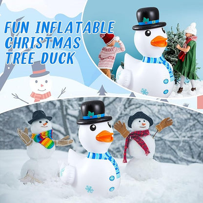 Hungdao 1 Pcs 4 Feet PVC Christmas Giant Inflatable Duck Huge Rubber Large Blow up Duck Christmas Pool Floats for Xmas Holiday Indoor Outdoor Pool Decorations (Snowman)