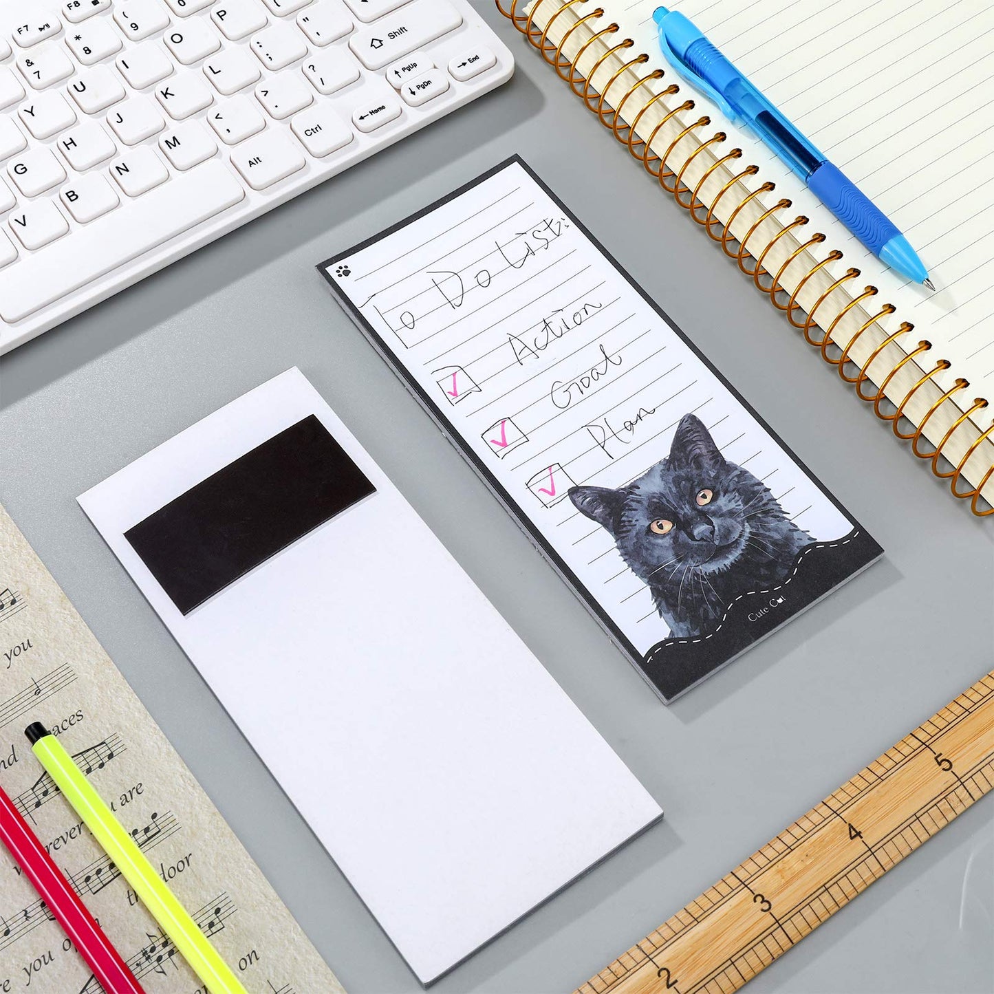 Zonon 6 Pack Cats Magnetic Notepads for Fridge To Do List Magnetic Back Memo Pad Reminders Notepads for Fridge, Grocery, Shopping, Reminders, 30 Sheets Per Pad, 7.5 x 3.2 Inch(Cat)