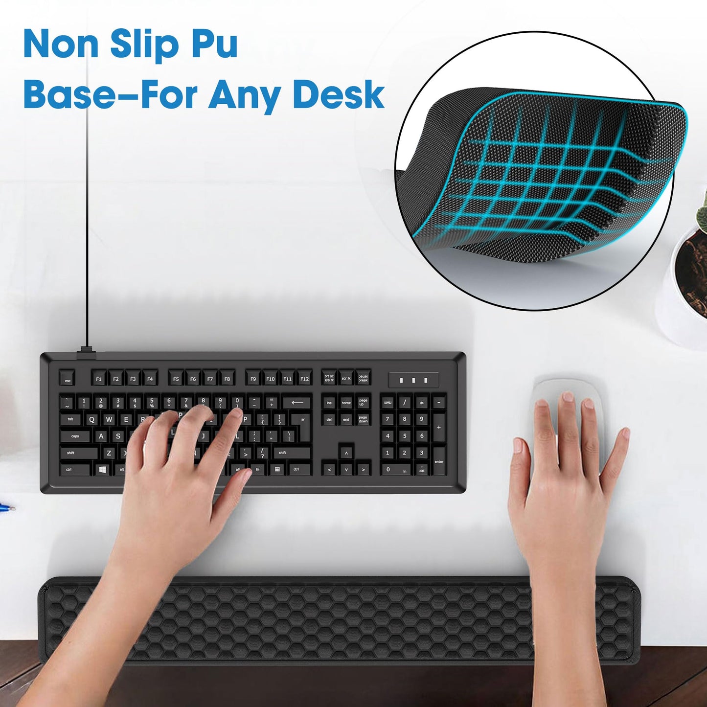 MEKASS L-Shaped Desk Long Elbow Pad for Desk, Memory Foam Elbow Support Padding with Non-Slip, Ergonomic Desk Edge Cushion, Wrist Comfort Support for Office Home (Honeycomb Texture)