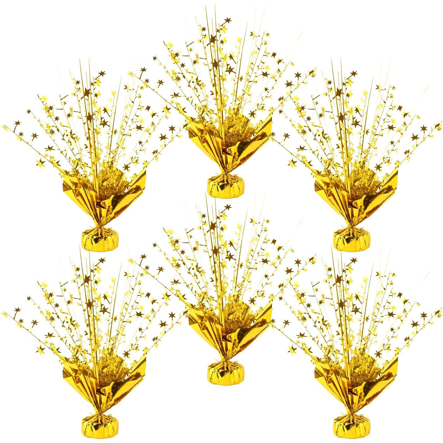 6 Pcs Metallic Foil Spray Centerpiece Star Party Table Decorations, Burst Gold Centerpieces for Table Birthday Party Event Wedding Graduation Anniversary Class Reunion (Gold)