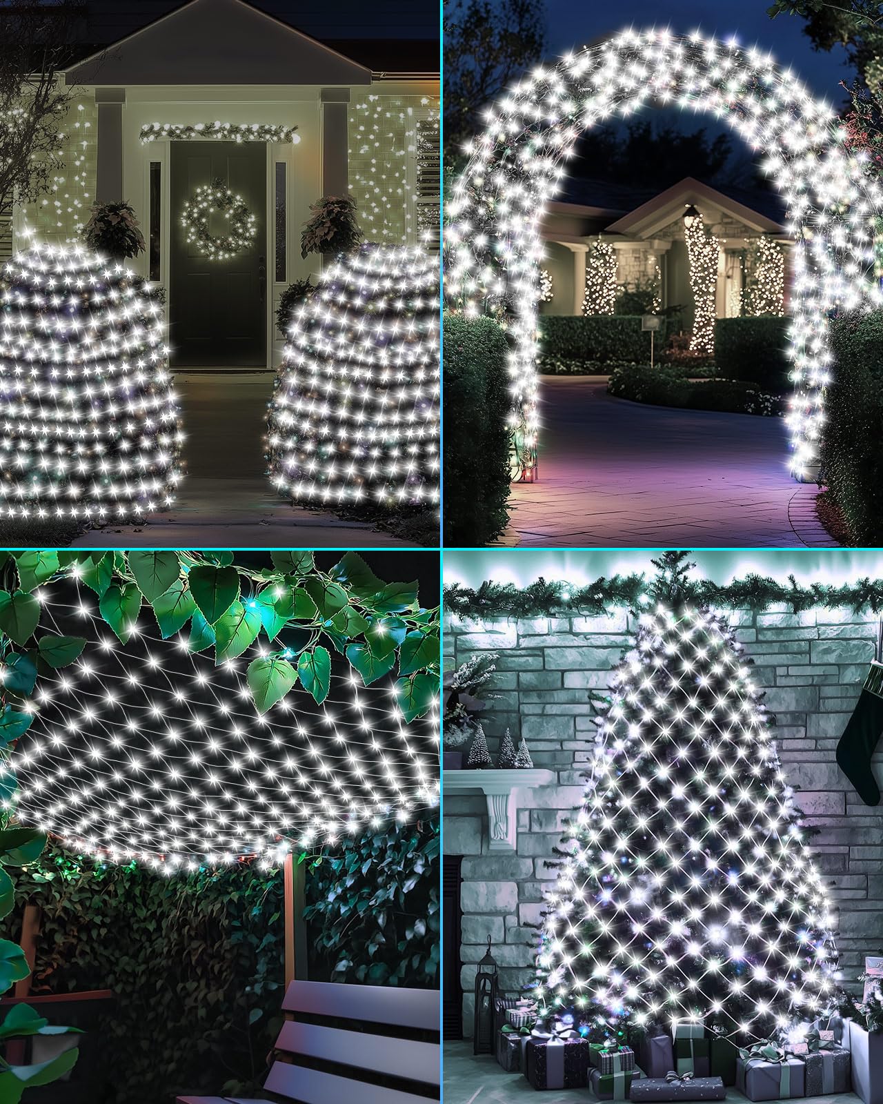 Coroor Christmas Net Lights 9.8ft x 6.6ft, 200 LED Outdoor Mesh Lights with 8 Modes, Waterproof Bush String Lights for Home Garden Yard Xmas Decorations Connecable, Timer (Cool White)