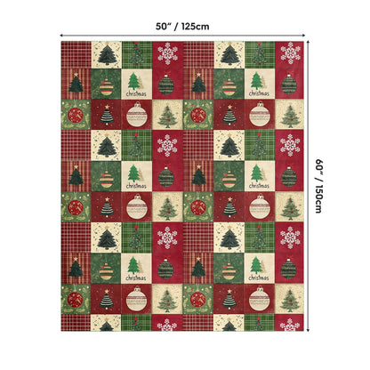Horaldaily Christmas Flannel Blanket Throw, Red Green Checkered Tree Snow Ornaments Soft Fuzzy Plush Cozy Fleece Blankets for Couch Sofa Bed Lounging, Ideal Gifts for Kids Adults Wife Self, 50x60